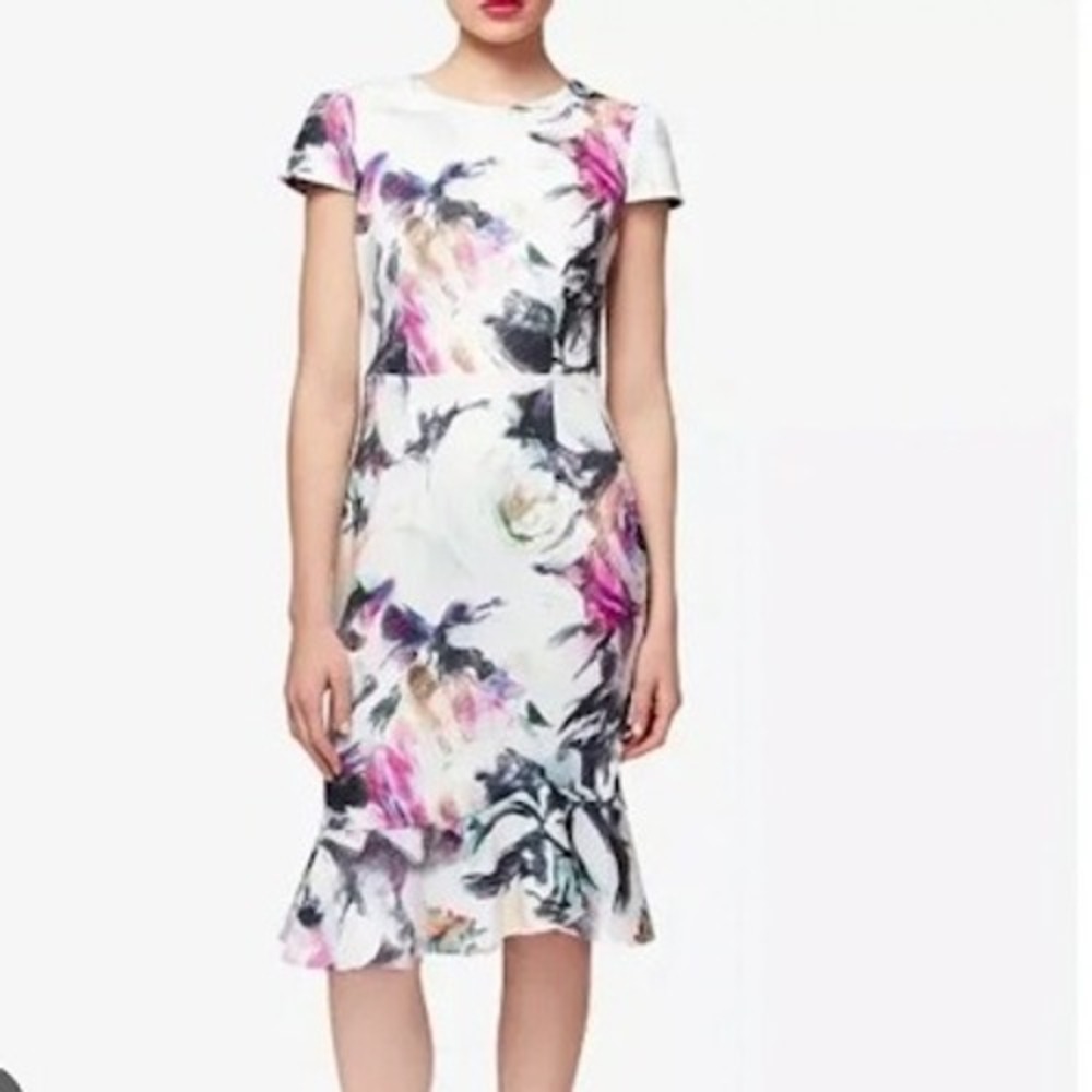 Betsey Johnson Floral Print Ruffle Hem Midi Dress Women's‎ Size 4